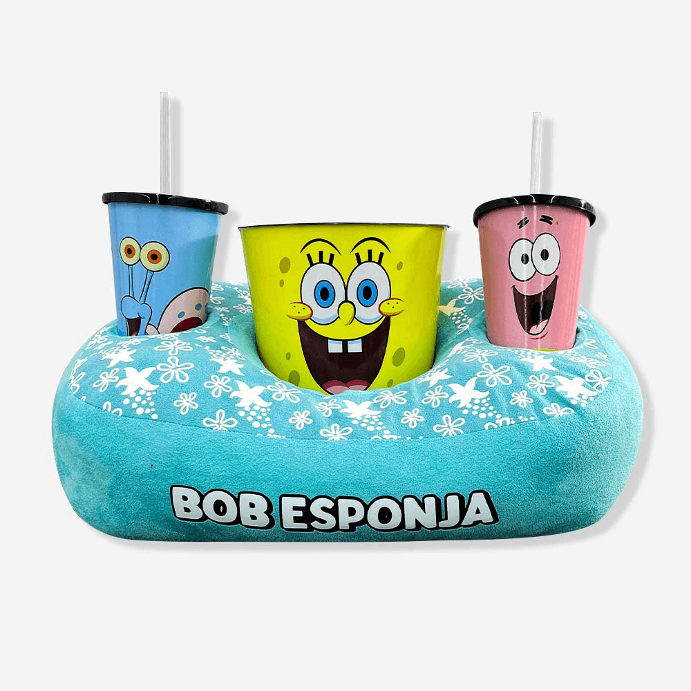 Kit Pipoca Almofada balde e copos bob Esponja