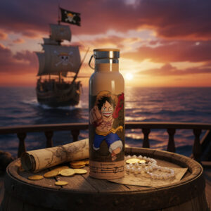 Garrafa Térmica Camp Luffy 600ml em Inox e Bamboo